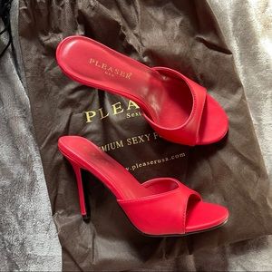 Red pleaser mules heels 6